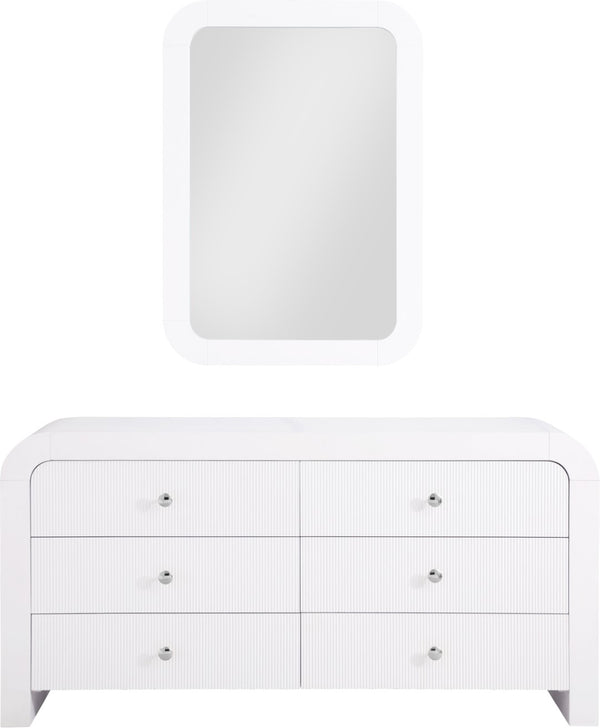 Artisto Ash Veneer / Engineered Wood Contemporary White Mirror - 42" W x 30" D x 2" H