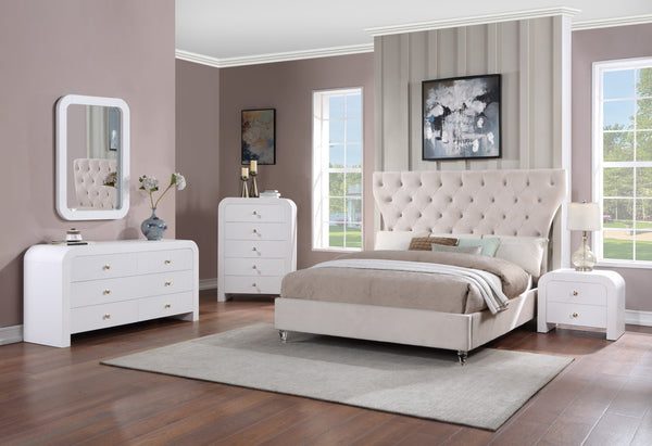 Artisto Ash Veneer / Engineered Wood Contemporary White Mirror - 42" W x 30" D x 2" H