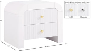 Artisto Ash Veneer / Engineered Wood / Metal Contemporary White Night Stand - 26" W x 18.5" D x 22" H