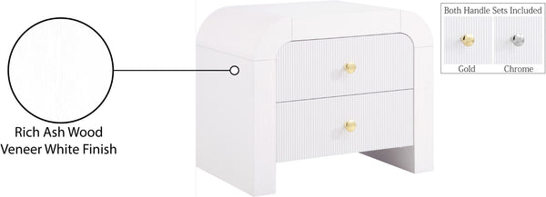 Artisto Ash Veneer / Engineered Wood / Metal Contemporary White Night Stand - 26" W x 18.5" D x 22" H