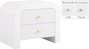 Artisto Ash Veneer / Engineered Wood / Metal Contemporary White Night Stand - 26" W x 18.5" D x 22" H