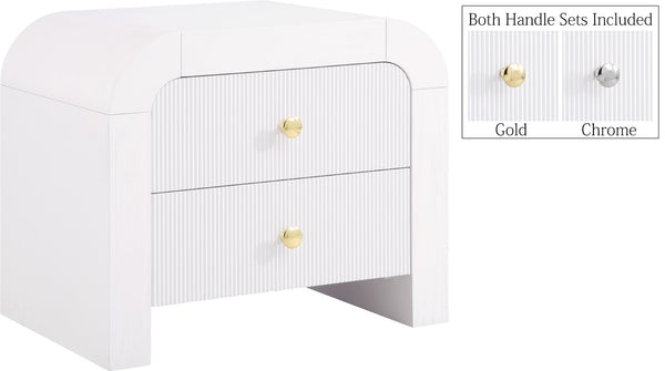 Artisto Ash Veneer / Engineered Wood / Metal Contemporary White Night Stand - 26" W x 18.5" D x 22" H