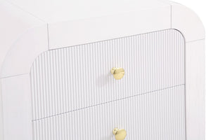 Artisto Ash Veneer / Engineered Wood / Metal Contemporary White Night Stand - 26" W x 18.5" D x 22" H