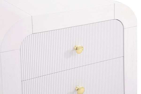 Artisto Ash Veneer / Engineered Wood / Metal Contemporary White Night Stand - 26" W x 18.5" D x 22" H