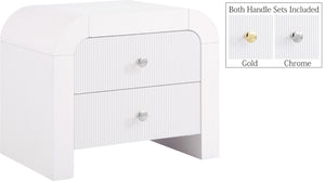 Artisto Ash Veneer / Engineered Wood / Metal Contemporary White Night Stand - 26" W x 18.5" D x 22" H