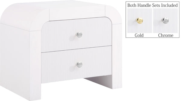 Artisto Ash Veneer / Engineered Wood / Metal Contemporary White Night Stand - 26" W x 18.5" D x 22" H