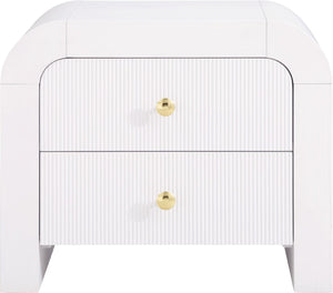 Artisto Ash Veneer / Engineered Wood / Metal Contemporary White Night Stand - 26" W x 18.5" D x 22" H