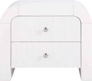 Artisto Ash Veneer / Engineered Wood / Metal Contemporary White Night Stand - 26" W x 18.5" D x 22" H