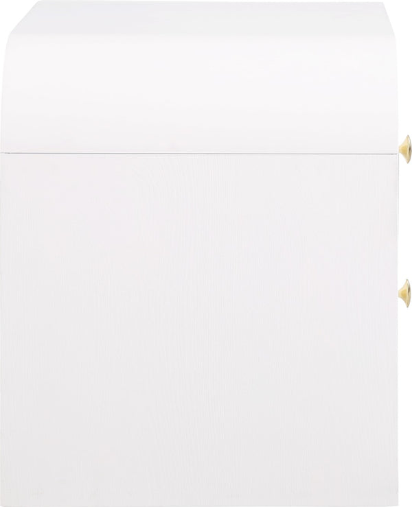 Artisto Ash Veneer / Engineered Wood / Metal Contemporary White Night Stand - 26" W x 18.5" D x 22" H