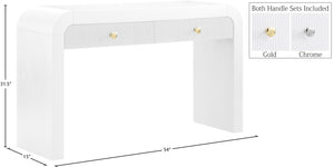 Artisto Ash Veneer / Engineered Wood / Metal Contemporary White Console Table - 54" W x 15" D x 31.5" H