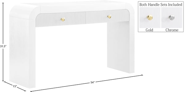 Artisto Ash Veneer / Engineered Wood / Metal Contemporary White Console Table - 54" W x 15" D x 31.5" H
