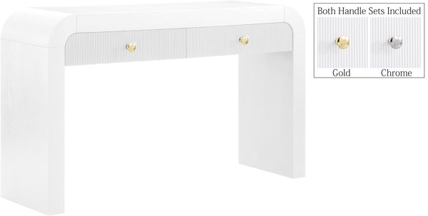 Artisto Ash Veneer / Engineered Wood / Metal Contemporary White Console Table - 54" W x 15" D x 31.5" H