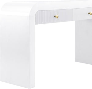 Artisto Ash Veneer / Engineered Wood / Metal Contemporary White Console Table - 54" W x 15" D x 31.5" H