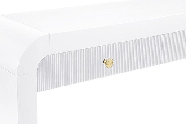 Artisto Ash Veneer / Engineered Wood / Metal Contemporary White Console Table - 54" W x 15" D x 31.5" H