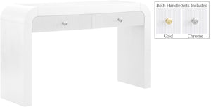 Artisto Ash Veneer / Engineered Wood / Metal Contemporary White Console Table - 54" W x 15" D x 31.5" H