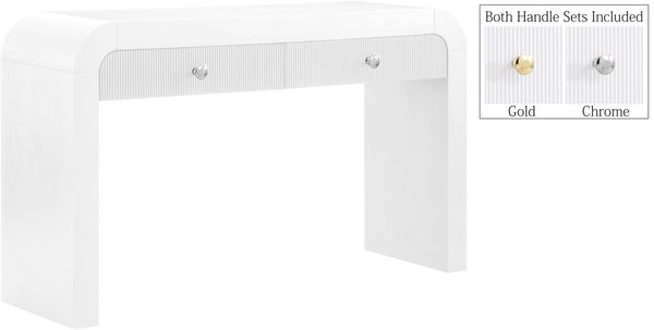 Artisto Ash Veneer / Engineered Wood / Metal Contemporary White Console Table - 54" W x 15" D x 31.5" H