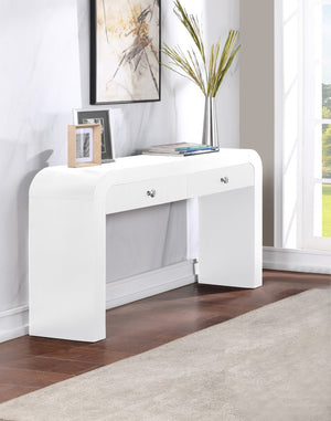 Artisto Ash Veneer / Engineered Wood / Metal Contemporary White Console Table - 54" W x 15" D x 31.5" H