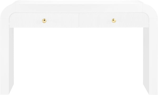 Artisto Ash Veneer / Engineered Wood / Metal Contemporary White Console Table - 54" W x 15" D x 31.5" H