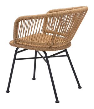 Zuo Modern Zaragoza Steel, Polyethylene Modern Commercial Grade Dining Chair Set - Set of 2 Natural, Black Steel, Polyethylene