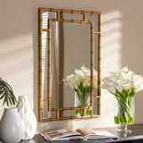 Adra Modern and Contemporary Gold Finished Bamboo Accent Wall Mirror