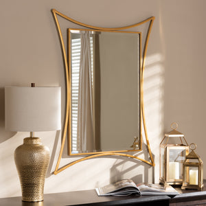 Baxton Studio Melia Modern and Contemporary Antique Gold Finished Rectangular Accent Wall Mirror