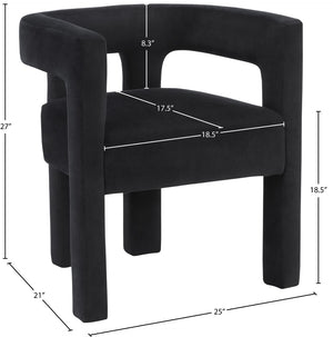 Athena Velvet / Engineered Wood / Foam Contemporary Black Velvet Dining Chair - 25" W x 21" D x 27" H