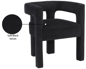 Athena Velvet / Engineered Wood / Foam Contemporary Black Velvet Dining Chair - 25" W x 21" D x 27" H