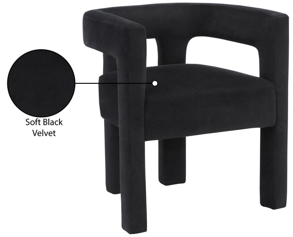 Athena Velvet / Engineered Wood / Foam Contemporary Black Velvet Dining Chair - 25" W x 21" D x 27" H