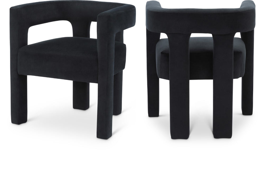 Athena Velvet / Engineered Wood / Foam Contemporary Black Velvet Dining Chair - 25" W x 21" D x 27" H
