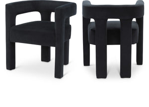Athena Velvet / Engineered Wood / Foam Contemporary Black Velvet Dining Chair - 25" W x 21" D x 27" H