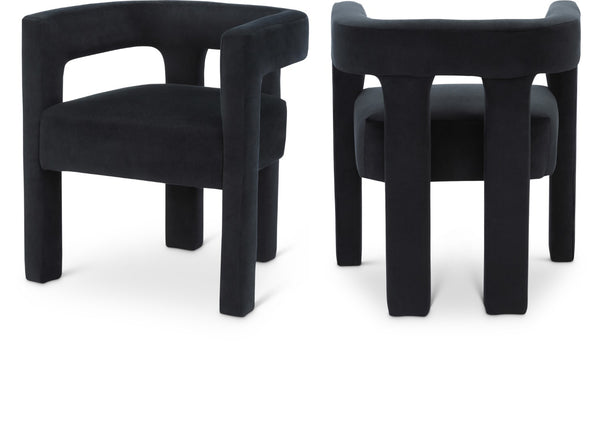Athena Velvet / Engineered Wood / Foam Contemporary Black Velvet Dining Chair - 25" W x 21" D x 27" H