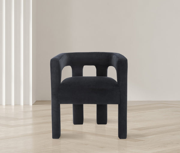 Athena Velvet / Engineered Wood / Foam Contemporary Black Velvet Dining Chair - 25" W x 21" D x 27" H