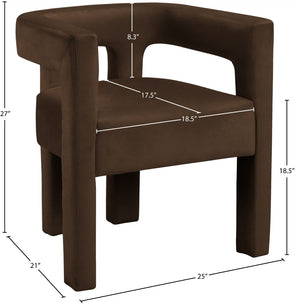Athena Velvet / Engineered Wood / Foam Contemporary Brown Velvet Dining Chair - 25" W x 21" D x 27" H