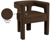 Athena Velvet / Engineered Wood / Foam Contemporary Brown Velvet Dining Chair - 25" W x 21" D x 27" H
