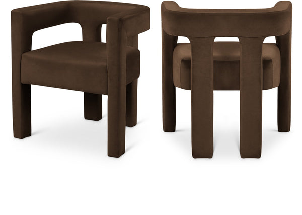 Athena Velvet / Engineered Wood / Foam Contemporary Brown Velvet Dining Chair - 25" W x 21" D x 27" H