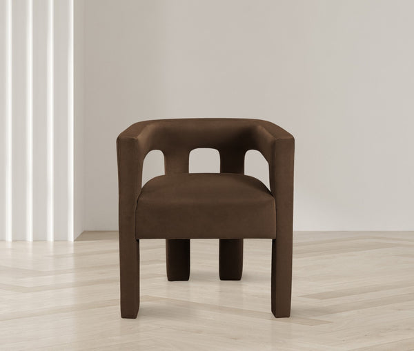 Athena Velvet / Engineered Wood / Foam Contemporary Brown Velvet Dining Chair - 25" W x 21" D x 27" H