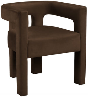 Athena Velvet / Engineered Wood / Foam Contemporary Brown Velvet Dining Chair - 25" W x 21" D x 27" H