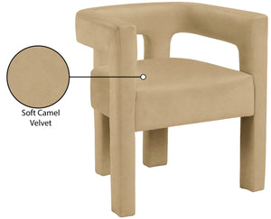 Athena Velvet / Engineered Wood / Foam Contemporary Camel Velvet Dining Chair - 25" W x 21" D x 27" H