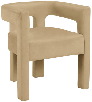 Athena Velvet / Engineered Wood / Foam Contemporary Camel Velvet Dining Chair - 25" W x 21" D x 27" H