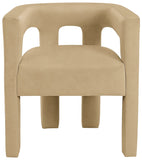 Athena Velvet / Engineered Wood / Foam Contemporary Camel Velvet Dining Chair - 25" W x 21" D x 27" H