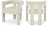 Athena Velvet / Engineered Wood / Foam Contemporary Cream Velvet Dining Chair - 25" W x 21" D x 27" H