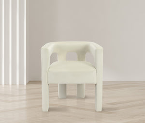 Athena Velvet / Engineered Wood / Foam Contemporary Cream Velvet Dining Chair - 25" W x 21" D x 27" H