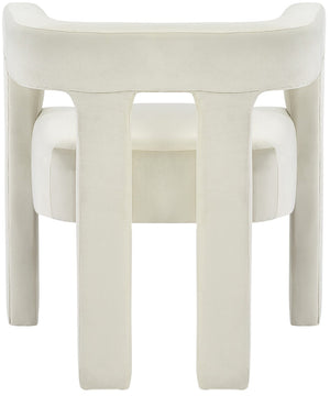 Athena Velvet / Engineered Wood / Foam Contemporary Cream Velvet Dining Chair - 25" W x 21" D x 27" H