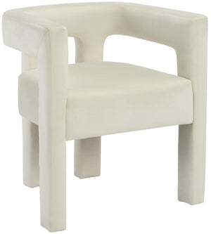 Athena Velvet / Engineered Wood / Foam Contemporary Cream Velvet Dining Chair - 25" W x 21" D x 27" H