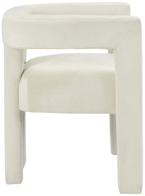Athena Velvet / Engineered Wood / Foam Contemporary Cream Velvet Dining Chair - 25" W x 21" D x 27" H