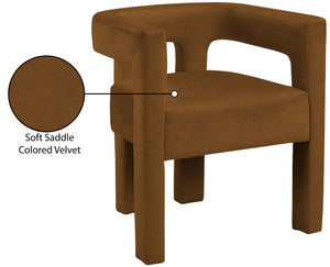 Athena Velvet / Engineered Wood / Foam Contemporary Saddle  Velvet Dining Chair - 25" W x 21" D x 27" H