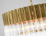 Bethel Brass Chandelier in Stainless Steel & Crystal