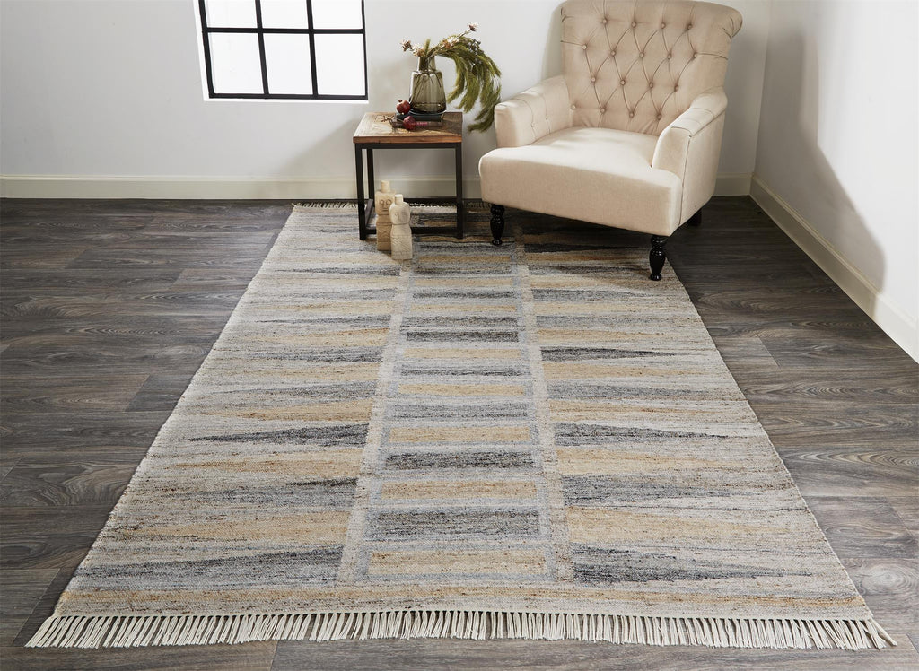 Beckett Eco-Friendly Moroccan Mosaic Rug, Latte Tan/Gray, 9ft-6in x 13ft-6in