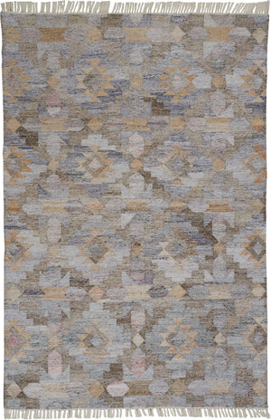 Beckett Eco Moroccan Ornamental Mosaic Rug, Blue/Tan/Brown, 9ft-6in x 13ft-6in