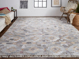 Beckett Eco Moroccan Ornamental Mosaic Rug, Blue/Tan/Brown, 9ft-6in x 13ft-6in